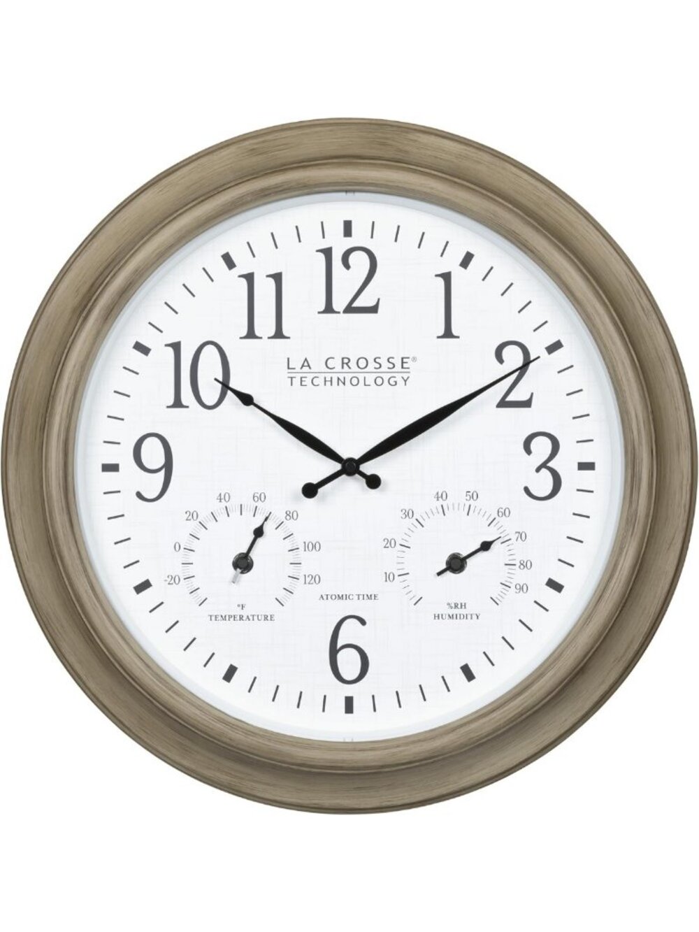 18" Indoor/Outdoor Tan Atomic Analog Wall Clock - Stylish Home Decor Timepiece